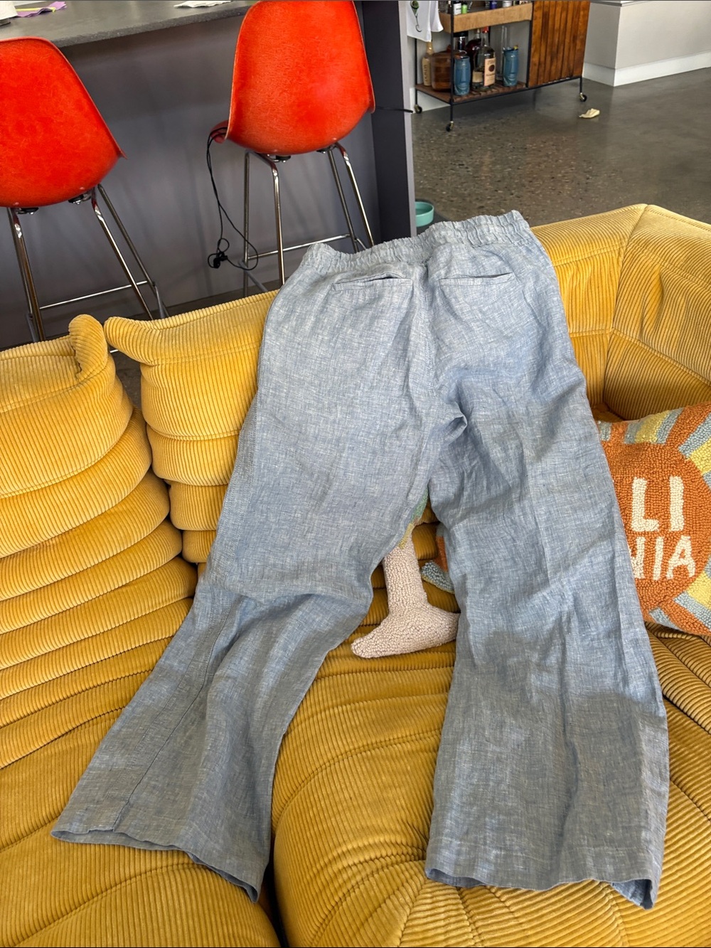 Athleta Light Blue Drawstring Linen-Blend Pants - Picture 6 of 7